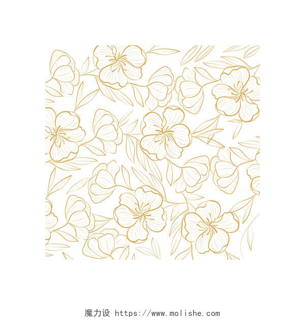 金色植物花卉花纹中式花纹底纹免抠PNG素材
